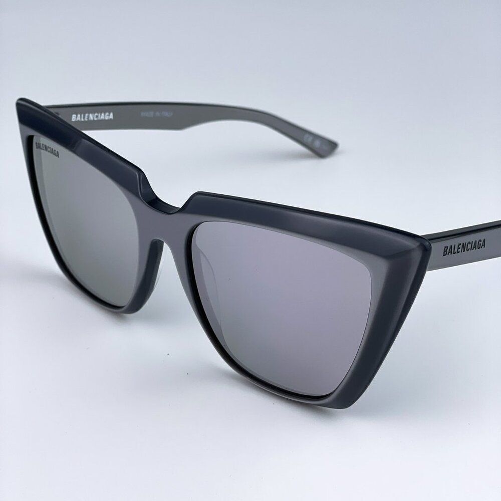 SALE! NEW Balenciaga BB0046S 006 Silver Mirrored Square Cat Eye Women Sunglasses - Picture 6 of 11